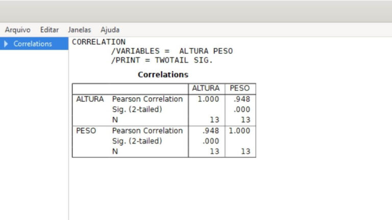 CORRELAÇÃO PSPP